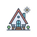 Color illustration icon for Cabin, humpy house and cottage