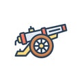 Color illustration icon for Canon, artillery and fire