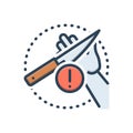 Color illustration icon for Carefulness, cautious and knife