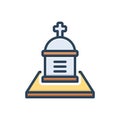 Color illustration icon for Cemetery, churchyard and burial