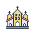 Color illustration icon for Church, catholic and building