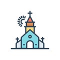 Color illustration icon for Church, house of god and religion