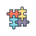 Color illustration icon for Component, integrant and part