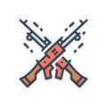 Color illustration icon for Crossfire, gun and battle