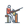 Color illustration icon for Draughtsman, man and gun
