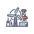 Color illustration icon for Energy Production, energy and wind