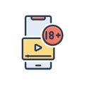 Color illustration icon for Explicit, content and adults