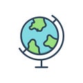 Color illustration icon for Geographic, world and globe