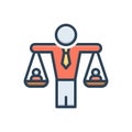 Color illustration icon for human balanced scale, imbalance and compare