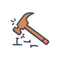 Color illustration icon for Inefficient, hammer and screw