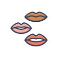 Color illustration icon for Lips, kiss and lipsticks