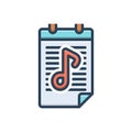 Color illustration icon for Lyrics, song and singing