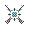 Color illustration icon for Marksman, sharpshooter and target