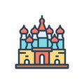 Color illustration icon for Moscow, russia and building