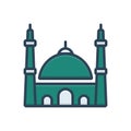 Color illustration icon for Mosque, muslim and religion