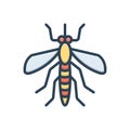 Color illustration icon for Mosquito, bite and bloodsucking