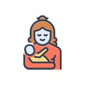 Color illustration icon for Mother, female parent and birth