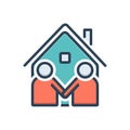 Color illustration icon for Neighbor, vicinal and neighbour