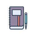 Color illustration icon for Notebook, sketchbook and notepad