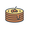 Color illustration icon for Pancake, raspberry and pastry