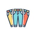 Color illustration icon for Pants, apparel and body