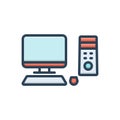 Color illustration icon for Pc, computer and screen Royalty Free Stock Photo