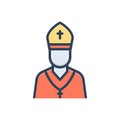 Color illustration icon for Pope, bible and catholic