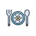 Color illustration icon for Portions, food and dish