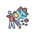 Color illustration icon for Refugees, alien and displaced