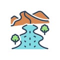 Color illustration icon for Riverside, littoral and nature
