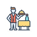 Color illustration icon for Served, waiter and cater