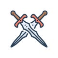 Color illustration icon for Sword, broadsword and skewer