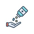 Color illustration icon for Taking, taking pills and drug