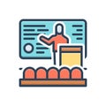 Color illustration icon for Training, class and trainer
