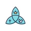 Color illustration icon for Trinity, triad and religious