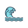 Color illustration icon for Wave, ripple and backwash