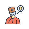 Color illustration icon for Wondering, ponder and thinking