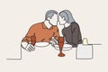 Color illustration of lovers having a romantic dinner Royalty Free Stock Photo