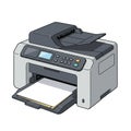 A color illustration of a multifunctional printer scanner. The device has a rectangular Royalty Free Stock Photo