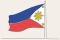 Color illustration of a Philippine flag flying to celebrate independence day