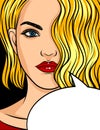 Color illustration of a portrait of a girl. The face of a beautiful girl with medium-length blonde hair. Modern young girl