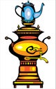 Color illustration samovar on white