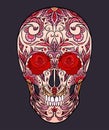 Color Illustration Of A Sugar Skull. The Holiday Of The Day Of The Dead.