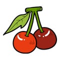 Color image, cartoon berry, Cherry