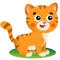 Color image of cartoon red cat on white background. Pets. Vector illustration for kids Royalty Free Stock Photo