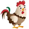 Color image of cartoon rooster on white background. Farm animals. Vector illustration for kids Royalty Free Stock Photo