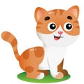 Color image of cartoon striped cat on white background. Pets. Vector illustration for kids Royalty Free Stock Photo