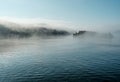 Color image of islands in the misty Baltic Sea