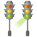 Color image of traffic lights on a white background. Vector illustration set for kids. Royalty Free Stock Photo