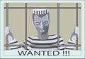 Wanted advertisement. The criminal behind the bars